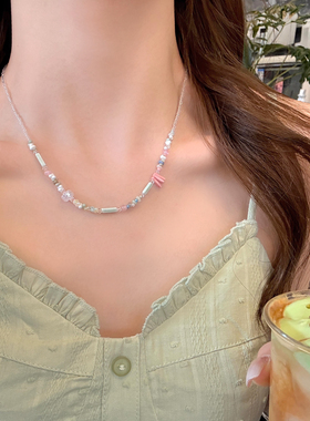 白桃气泡水多巴胺彩色串珠项链