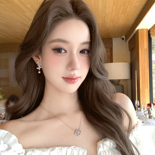 【蜜桃茶】温柔陷落 闪锆蝴蝶后挂式珍珠耳环矜贵高级感气质耳饰