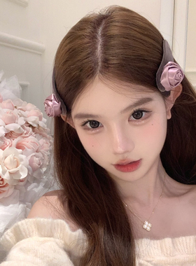美神降临韩系丝绒玫瑰花朵发夹