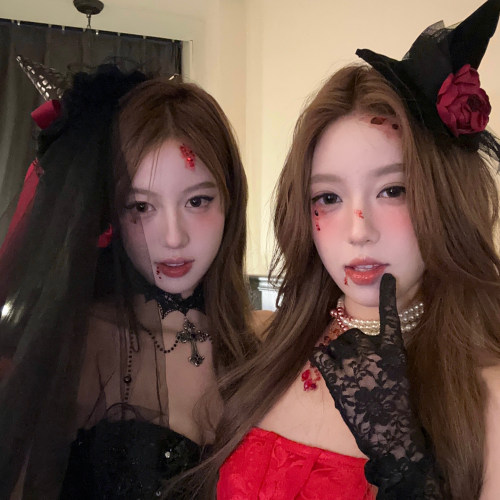 魔女之夜玫瑰蕾丝女巫帽