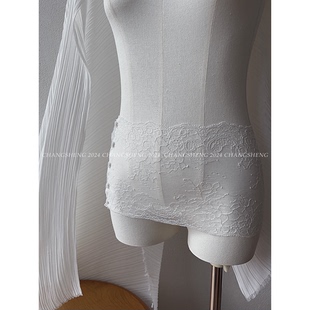 搭配伴侣 蕾丝透视外搭女士束腰腰封唯美短上衣低腰裤 长笙间 梦露