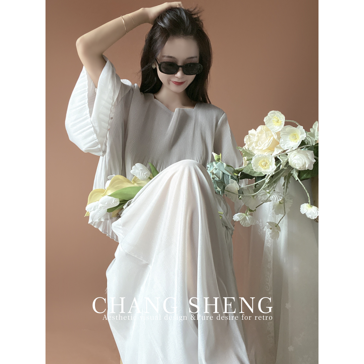 CHANGSHENG 轻熟御姐风高级感夏两件套阔腿裤套装女夏季设计小众