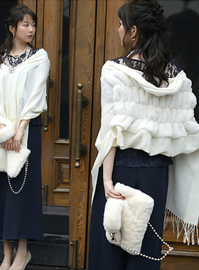 小披肩女士结婚纱围巾斗蓬围脖旗袍外搭晚宴会披风礼服外套88392