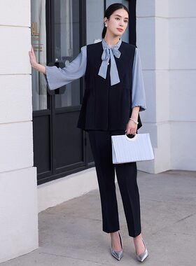 时尚套装女士设计感西服马甲搭配西裤两件套套装长裤子上衣88639