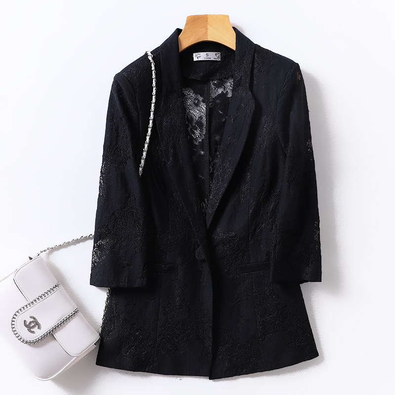 蕾丝西装外套短款女士春夏季薄款修身型五分袖小西服外搭开衫8910