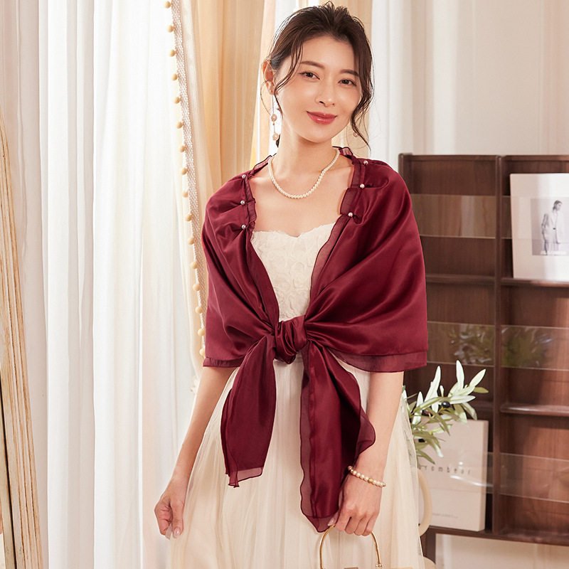 晚宴会小披肩新娘纱巾女士夏季结婚礼围巾伴娘礼服旗袍披肩88619
