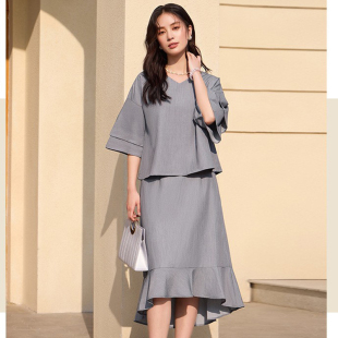 新款春夏季两件套套装裙连衣裙子女士长裙子中长款小礼服裙88516