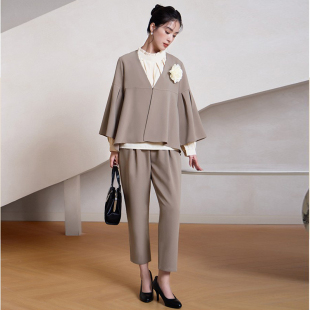 春秋季 喇叭袖 西装 两件套装 西服套装 子新款 外套女哈伦裤 88623 长裤
