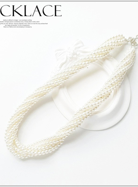 多层珍珠项链毛衣链短款2026新款女款锁骨链子饰品颈链choker005