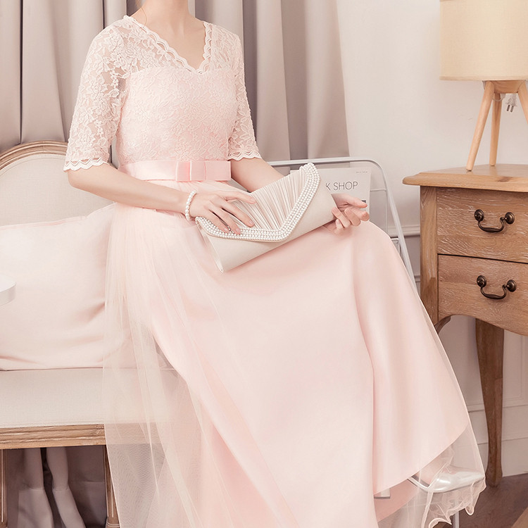 女蕾丝连衣裙长裙婚礼礼服图片