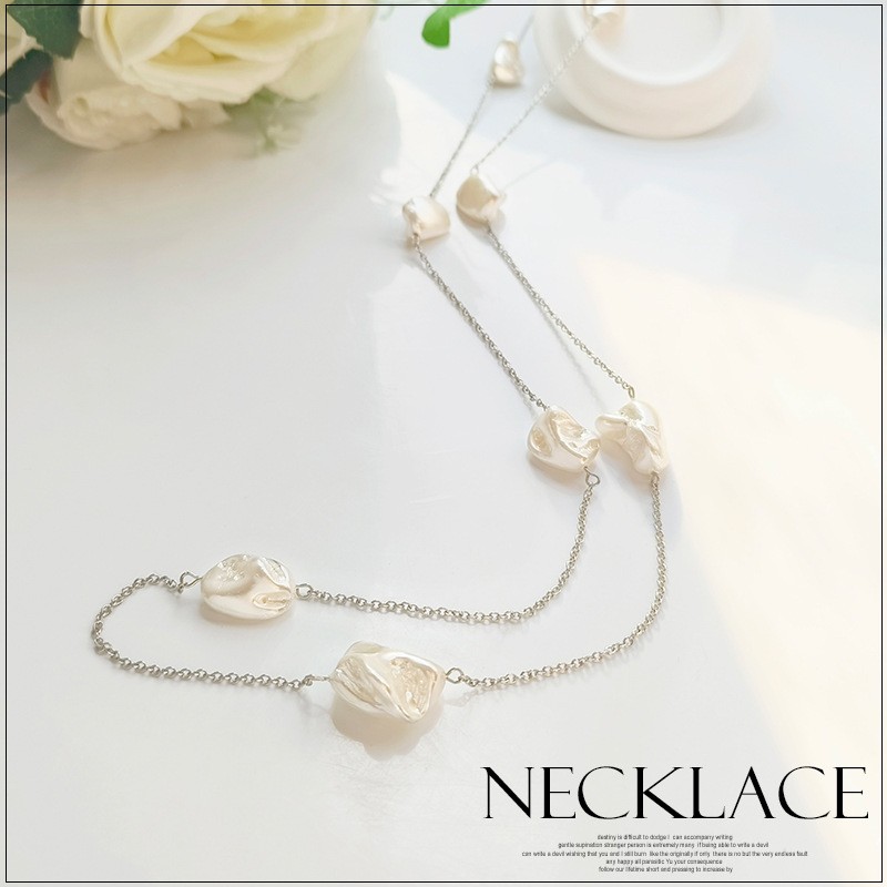 巴洛克珍珠项链长款毛衣链锁骨链女士颈饰气质百搭配饰品颈链L069