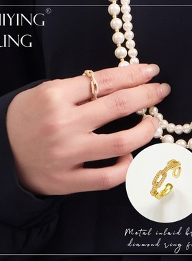 2025年新款戒指环开口指环女款可调节戒指冷淡风简约食指戒子E016