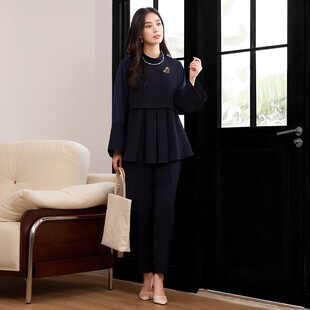 2026新款春季优雅套装长袖上衣搭配长裤两件套装长裤子女装88800