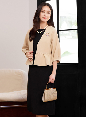 春装连衣裙开衫外套搭配背心裙春秋季减龄两件套装裙子女士88660