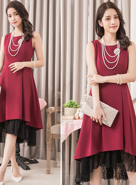 背心连衣裙子女士两件套装裙内搭打底裙无袖裙子胖MM中长裙88289