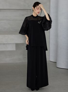 秋季套装女款2026新款长袖上衣配阔腿裤两件套装长裤子女装88833