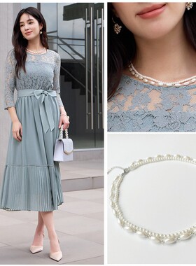 2025新款夏季双层珍珠项链女士锁骨链子颈链多层叠戴毛衣链子L091