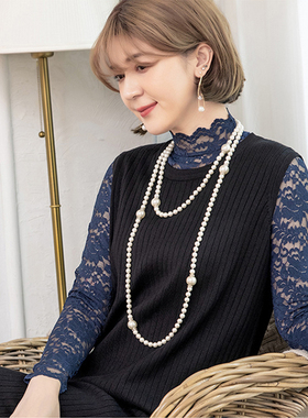 女士长款多层旗袍珍珠项链