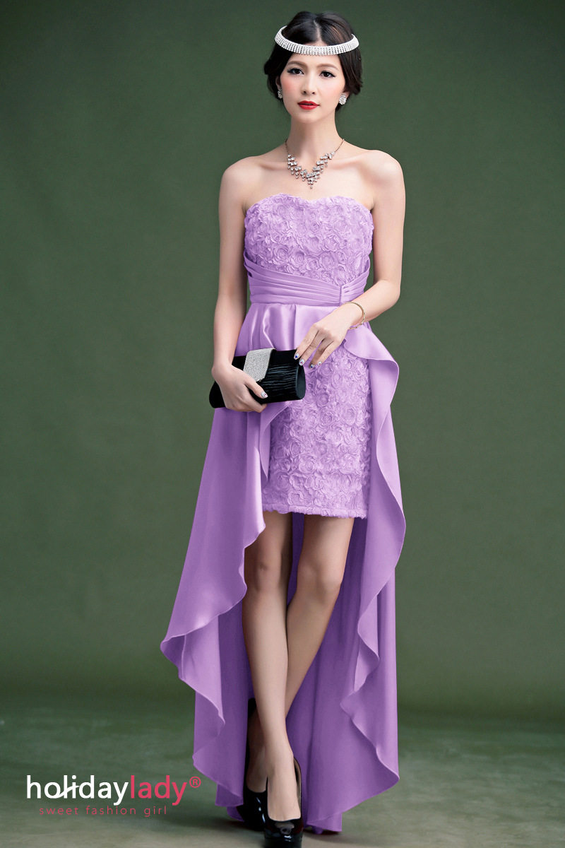 拖尾抹胸连衣裙女无袖长裙纯色公司年会小礼服日常可穿伴娘服2362