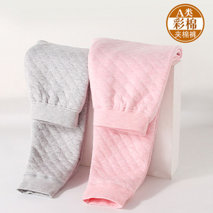 三层夹棉单条内穿 男童加厚秋裤 秋冬中大儿童彩棉保暖裤 女童夹棉裤