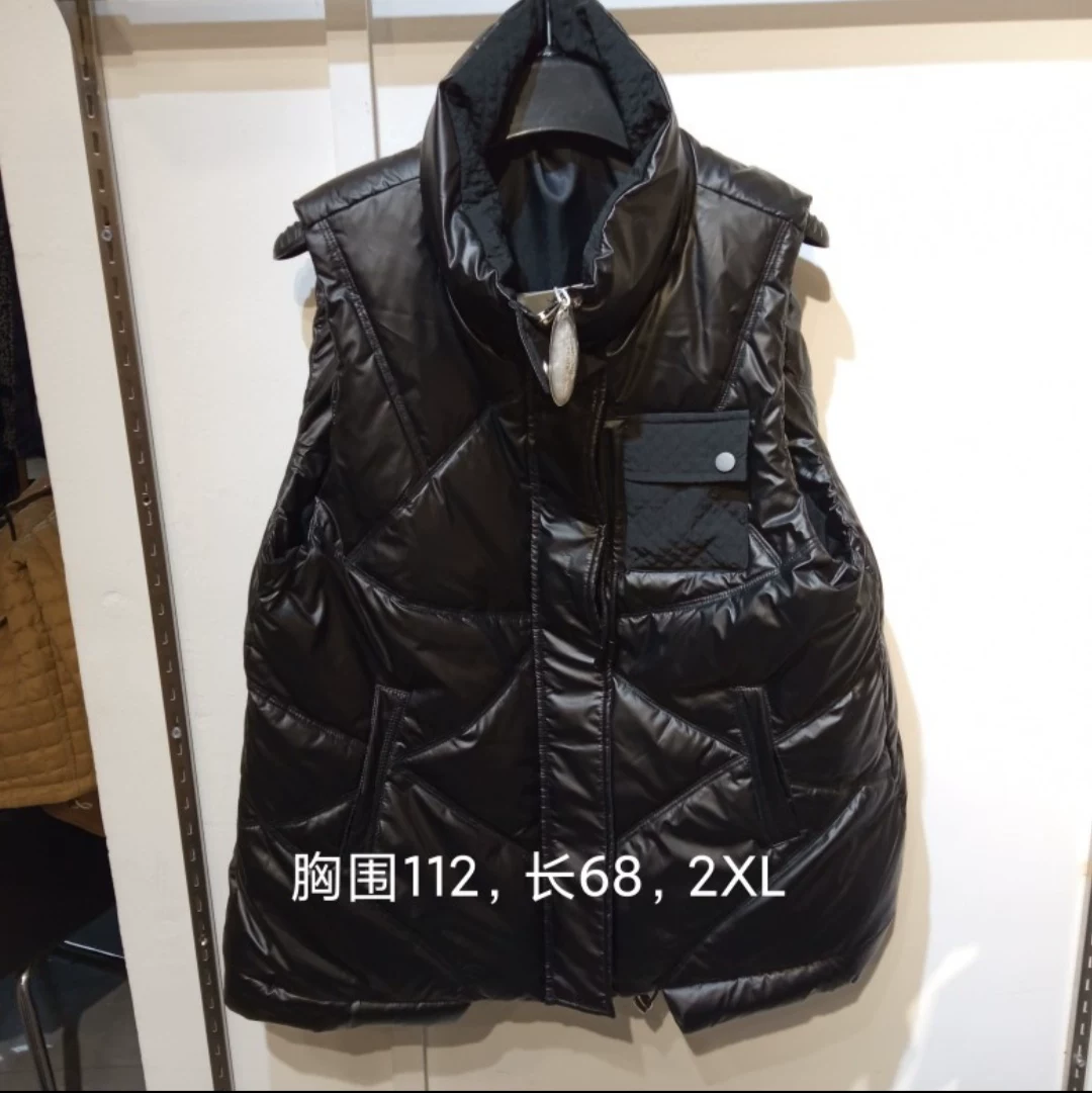 女士黑色羽绒马甲女中长款免洗保暖舒适时尚潮流新款韩版立领马夹