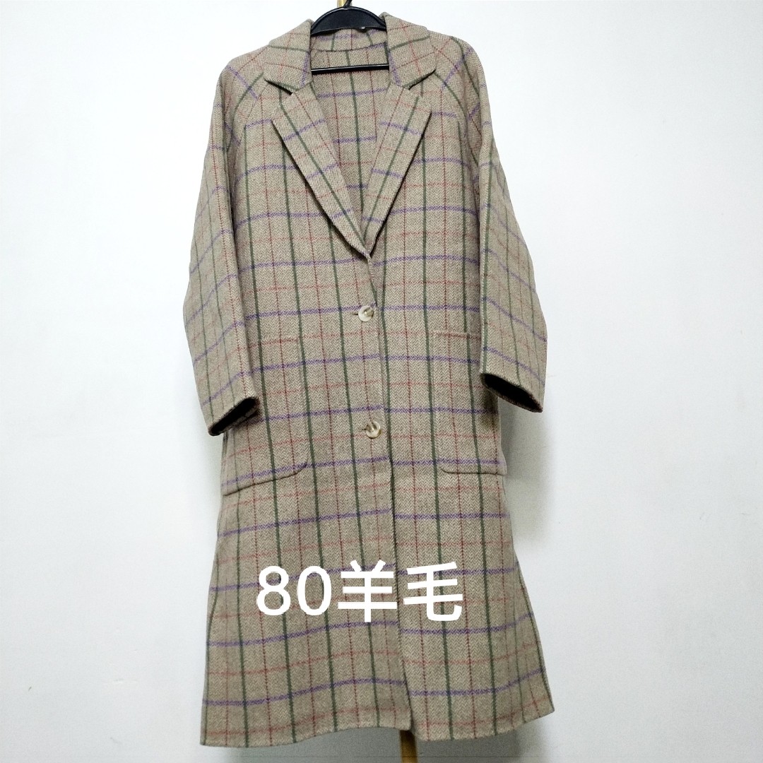 来此购 x565女士长款宽松双面羊毛格子大衣西服领品牌专柜女外套
