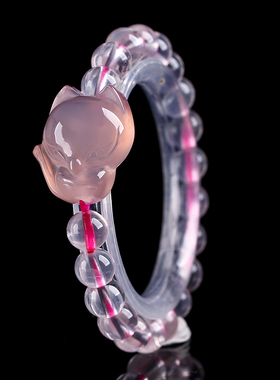 2021天然粉水晶红玛瑙女灵狐手链