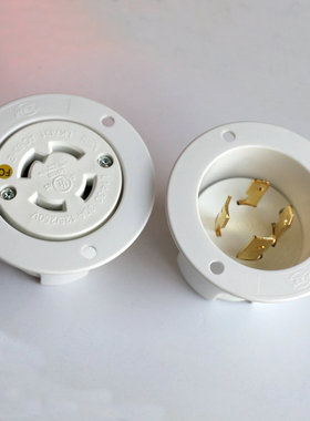 白色NEMAL14-20R 20A125/250V3P台湾嵌入式美规插座LK-7421FO塑胶