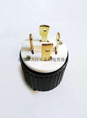 NEMA L16-30P美规引挂式插头LK-6434 30A480V4P台湾隆光阻燃耐热