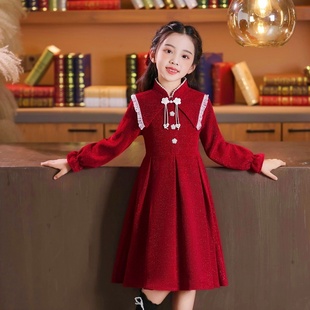 女童连衣裙秋冬新款公主裙宝宝洋气长袖加绒年服童装儿童春秋裙子