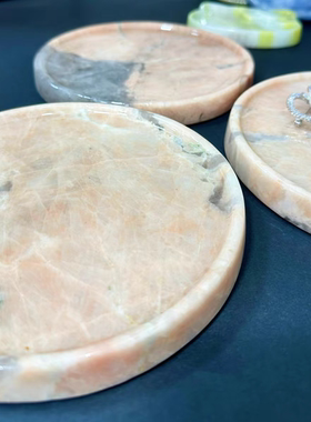 粉色系通用托盘摆件天然奢石百搭