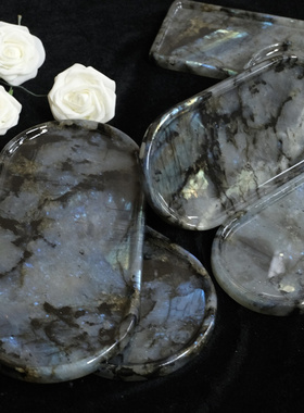 天然大理石托盘蓝翡翠香薰摆件