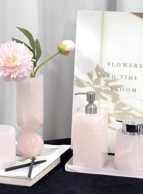 粉色托盘摆件天然玉石百搭