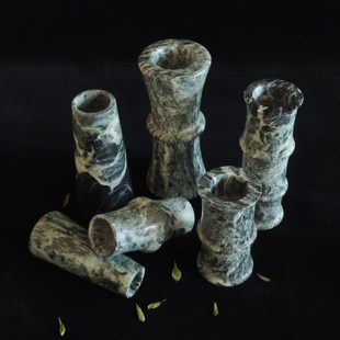 意大利普拉達(dá)綠花瓶天然大理石花瓶高檔客廳花瓶擺件經(jīng)典 竹節(jié)花瓶
