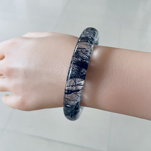 一物一图 纯天然黑发晶手镯 黑碧玺手串