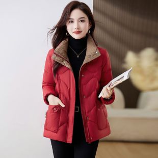 短款外套女2025年冬季新款棉袄时尚轻便棉衣宽松显瘦红色羽绒棉服