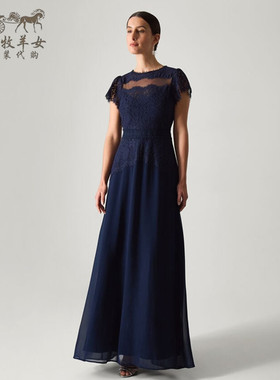 英国Monsoon代购 女装26春新款 蕾丝短袖礼服伴娘裙长裙连衣裙子