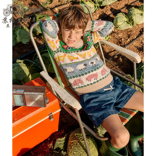 英国mini Boden童装代购 男童26春新款 费尔岛长袖套头毛衣针织衫