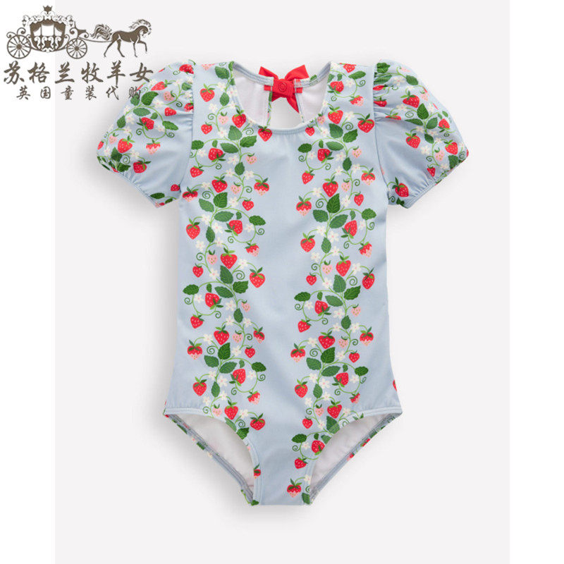 英国mini Boden童装代购 女童女婴26春夏新款 草莓短袖连体游泳衣