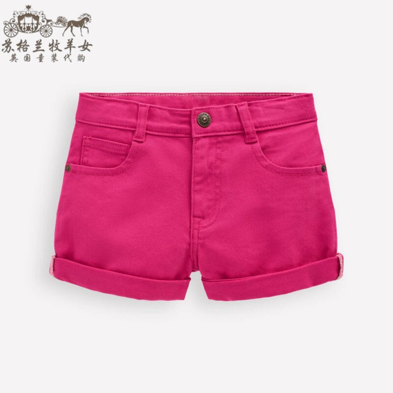 英国mini Boden童装代购 女童26春夏新 粉色百搭休闲牛仔裤短裤子