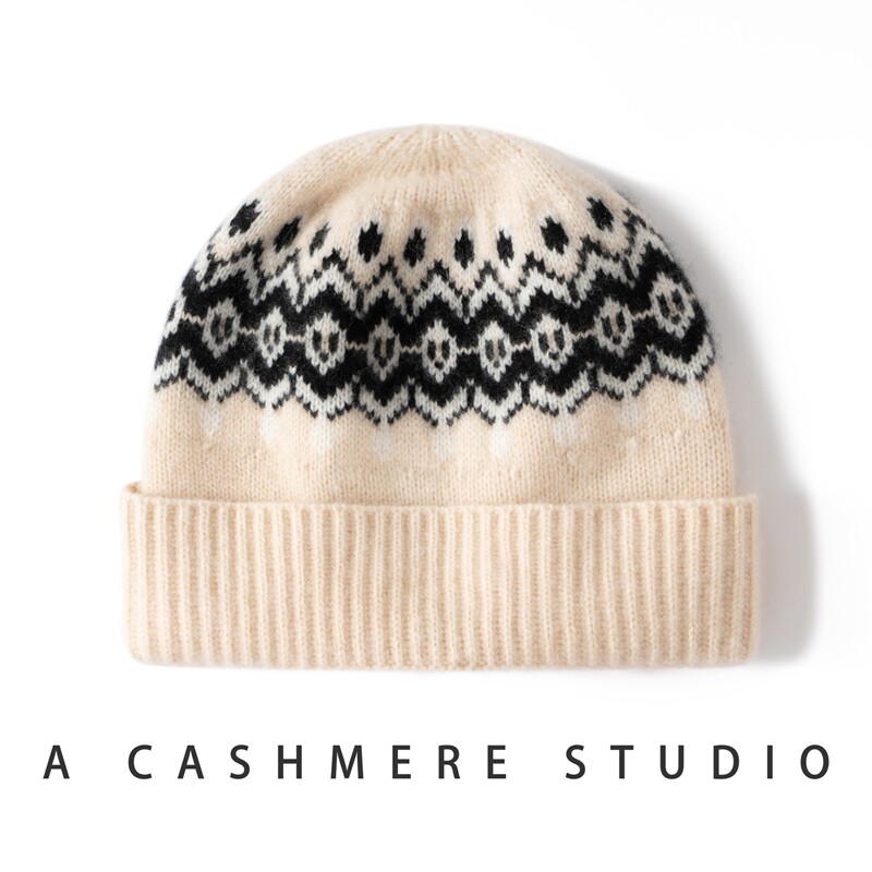 英国费尔岛100%山羊绒保暖帽