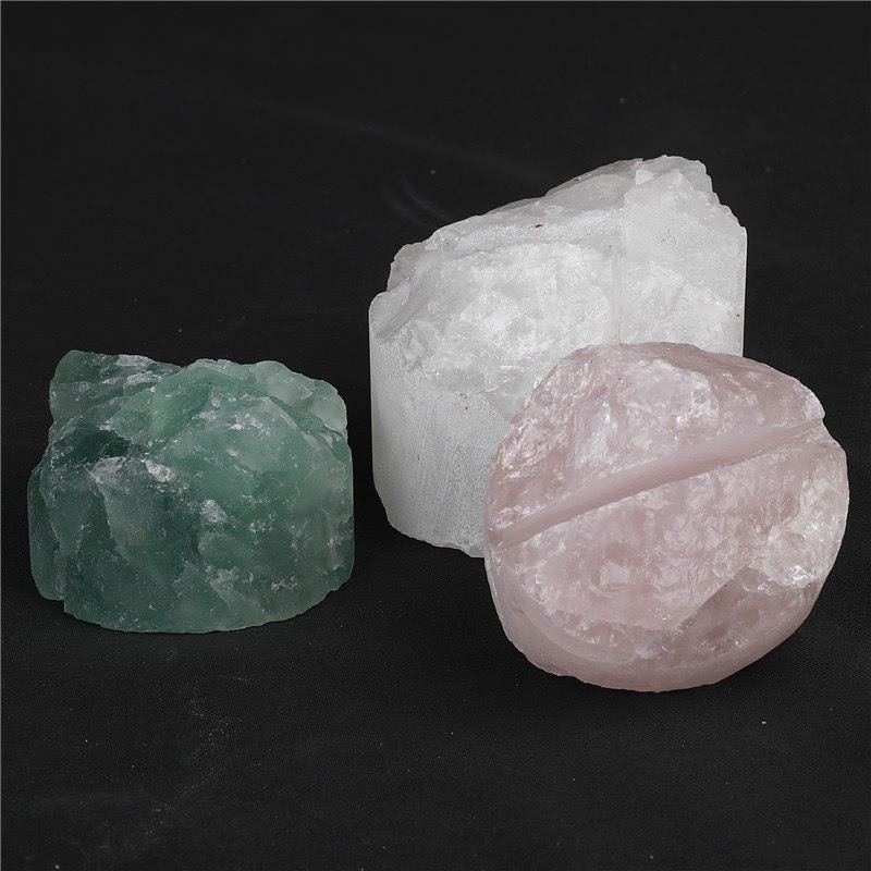 跨境天然原石粉水晶绿萤石空心玛瑙名片夹摆件家居软装工艺品