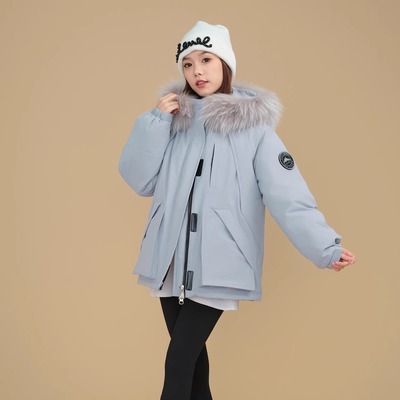 自制短款黑色羽绒服设计感