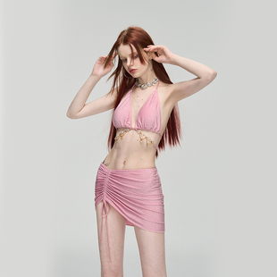 anqinwind分体泳衣女性感三件套2025新款 聚拢显瘦度假温泉比基