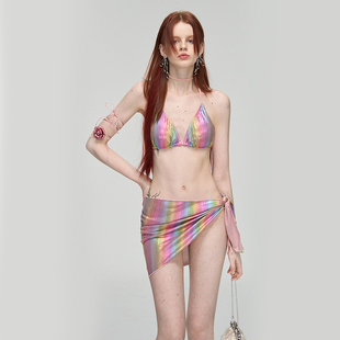 anqinwind2025新款 泳衣女三件套性感聚拢显瘦度假比基尼 分体裙式