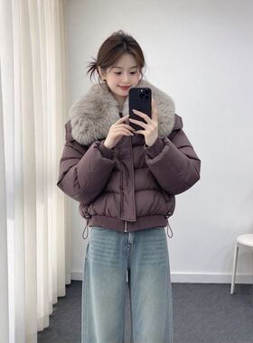 花花媛 冬宜密雪2026羽绒棉服女冬加厚保暖狐狸毛领短款外套