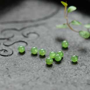 天然和田玉碧玉苹果绿5mm圆珠手串手链男女款玉石珠子散珠单珠