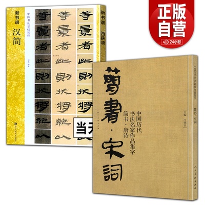 2册  中国历代书法名家作品集字-简书.宋词+汉简中国书法基础教程新书谱简体对照草书行书楷书汉简书法集字入门临摹汉简书法字帖