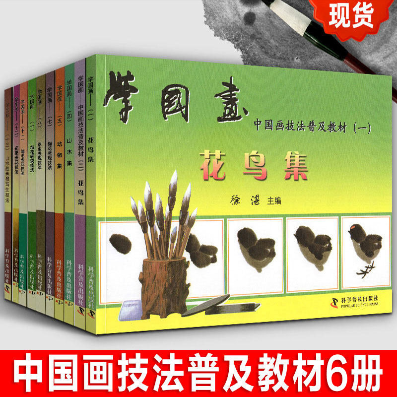 【 全套6册】学国画 中国画技法普及教材花鸟集山水集动物集草虫表现技法梅花牡丹新手入门基础教程 跟徐湛学国画  科学普及出版社