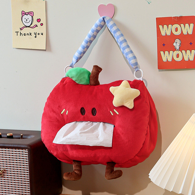 默默爱 可爱纸抽挂袋圣诞苹果礼物纸巾盒车载纸巾袋悬挂式抽纸袋
